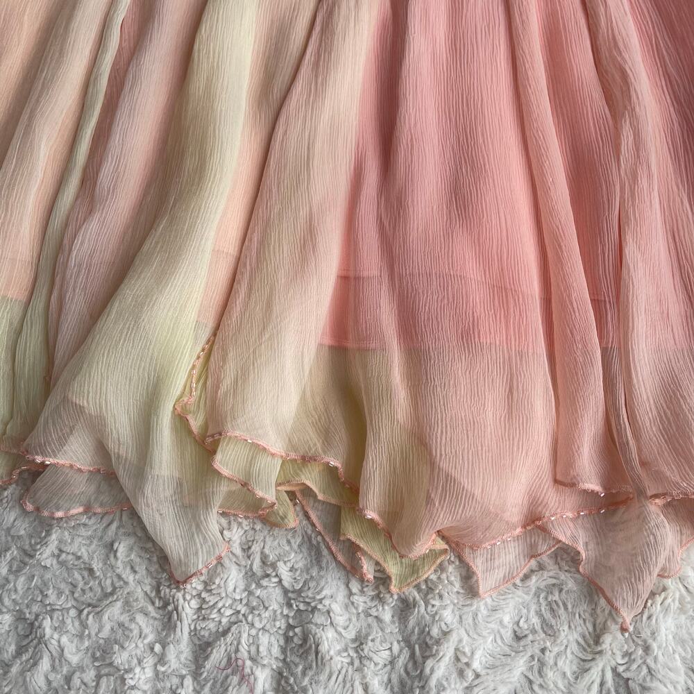 Laundry by Shelli Segal silk beaded halter dress prom cocktail pastel peach 6 - Picture 9 of 15